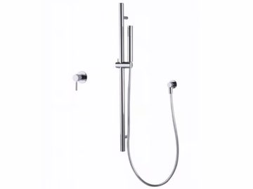 Round section sliding bar - Brass shower wallbar with hand shower by Tender rain - view 2
